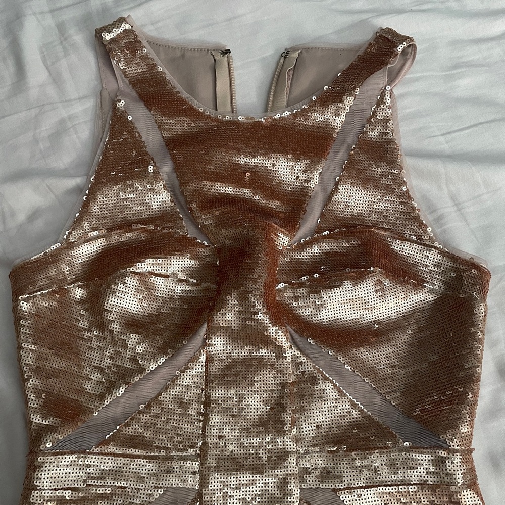 BCBGMAXAZRIA Gold Sequins Dress Size 04 Brand New